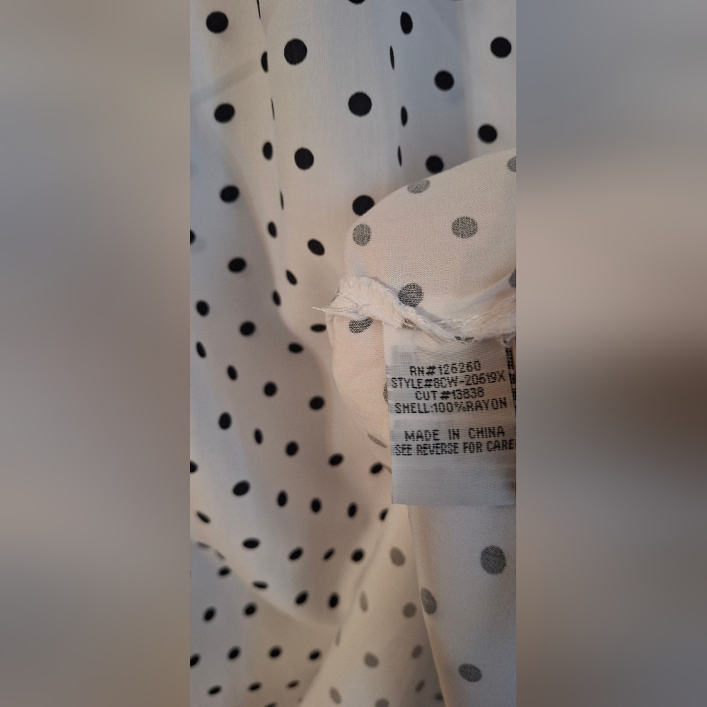 Belvet Hearth White Polka Dot Button-Up Shirt Sz 2X Casual Summer Rayon Boho - Picture 7 of 9